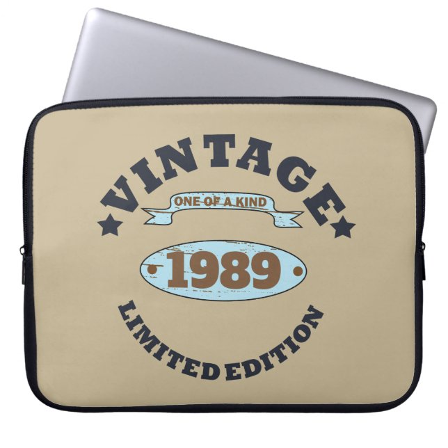 Personalized vintage birthday womens gift laptop sleeve (Front)
