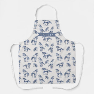 Personalized Vintage Blue Horse Classic Country Apron
