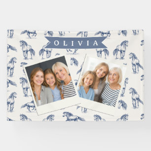 Personalized Vintage Blue Horse Classic Country Banner