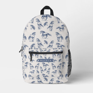 Personalized Vintage Blue Horse Classic Country Printed Backpack