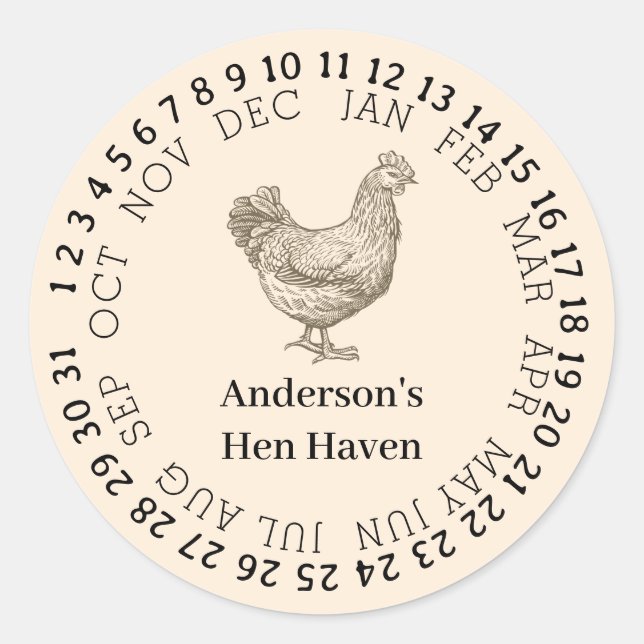 Personalized vintage chicken farm classic round sticker (Front)