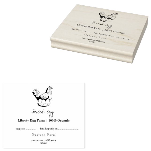 Personalized vintage chicken farm rubber stamp (Stamped)