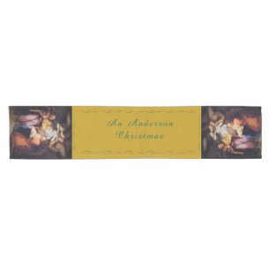 Personalized Vintage Christmas Nativity Scene Short Table Runner