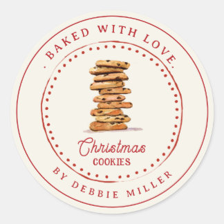 Personalized Vintage Cookie Holiday Baking  Classic Round Sticker