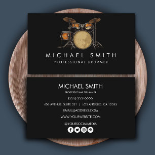 Personalized Vintage Drum Set Music Drummer Business Card