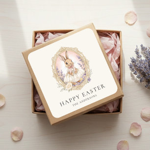 Personalized Vintage Easter Bunny Custom Square Sticker