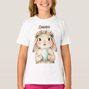 Personalized Vintage Easter Bunny with Egg T-Shirt