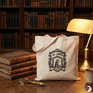 Personalized Vintage Ex Libris Owl Dark Academia C Tote Bag