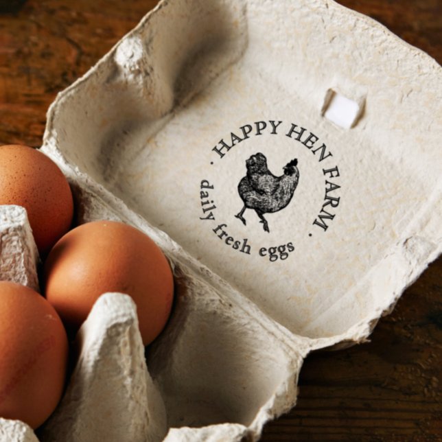 Personalized Vintage Family Business Farm Egg Rubber Stamp (Rubber Stamp Mock-up)