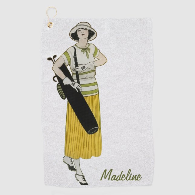 Personalized Vintage Fashion Golf Towel (Front)