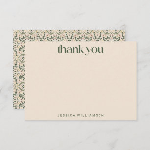 Personalized Vintage Floral Green Bridal Shower Thank You Card