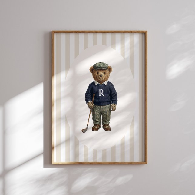Personalized Vintage Golf Teddy Bear Wall Art (Creator Uploaded)