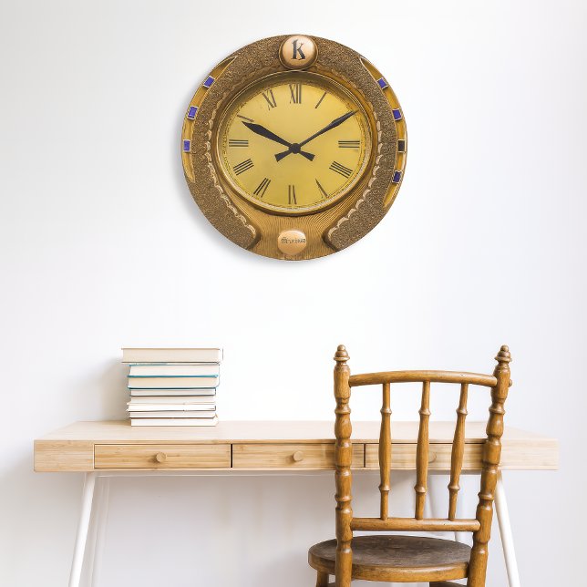 Personalized Vintage Horseshoe Wall Clock (Horseshoe clock on study wall)