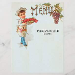 Personalized Vintage Lobster Dinner Flat Menu