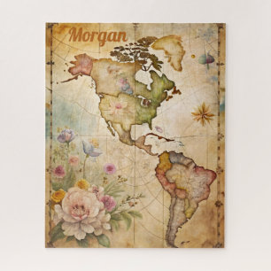 Personalized Vintage Map Jigsaw Puzzle