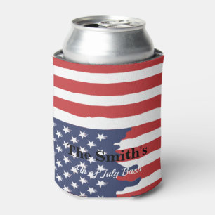 Personalized Vintage Rustic American Flag Can Cool Cooler