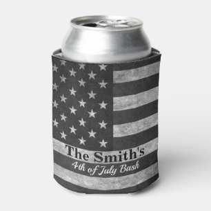 Personalized Vintage Rustic American Flag Can Cool Cooler