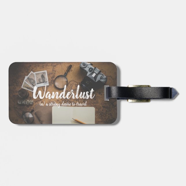 Personalized Vintage Travel Adventure luggage tag (Back Horizontal)