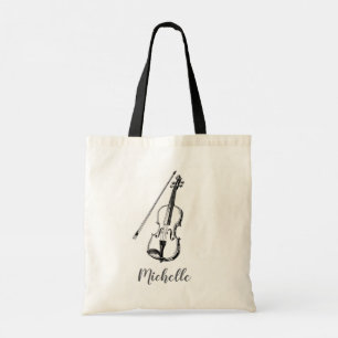 Personalized Vintage Violin musical Tote Bag