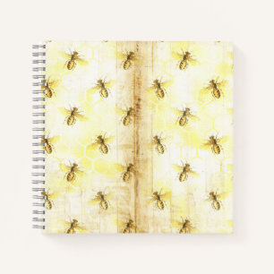 Personalized Vintage Yellow Honeybee  Notebook