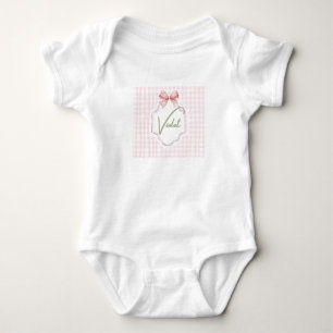 Personalized Violet Baby Girl Nursery Bow&Gingham  Baby Bodysuit