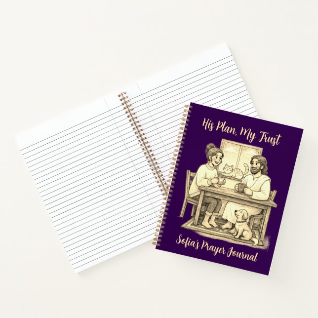 Personalized Violet Sepia Jesus Notebook (Inside)