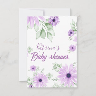 Personalized Violet Watercolor Floral Baby Shower  Thank You Card