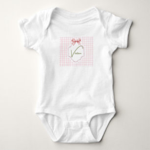 Personalized Vivian Baby Girl Nursery Bow&Gingham Bodysuit