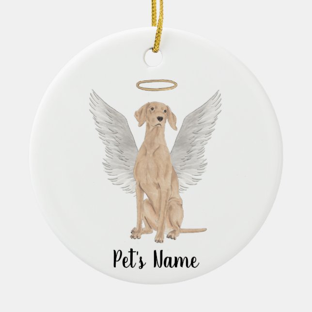Personalized Vizsla Sympathy Memorial Ceramic Tree Decoration (Front)