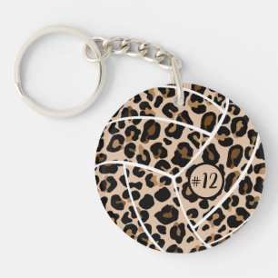 Personalized Volleyball Gift Idea, Leopard Key Ring