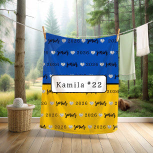 Personalized Volleyball Senior blue and yellow  Fleece Blanket