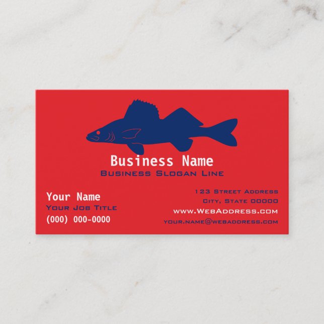 Personalized Walleye Fishing Guide / Charter  Busi Business Card (Front)
