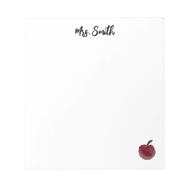 PERSONALIZED WATERCOLOR APPLE notepad (Front)