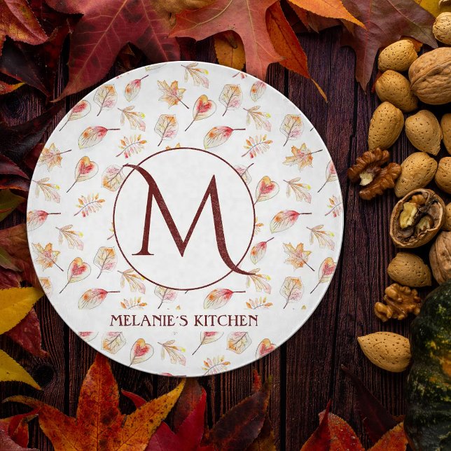 Personalized Watercolor Autumn Monogram  Cutting Board (Creator Uploaded)