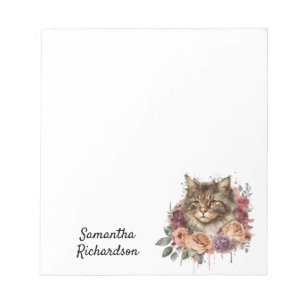 Personalized Watercolor Boho Cat Notepad