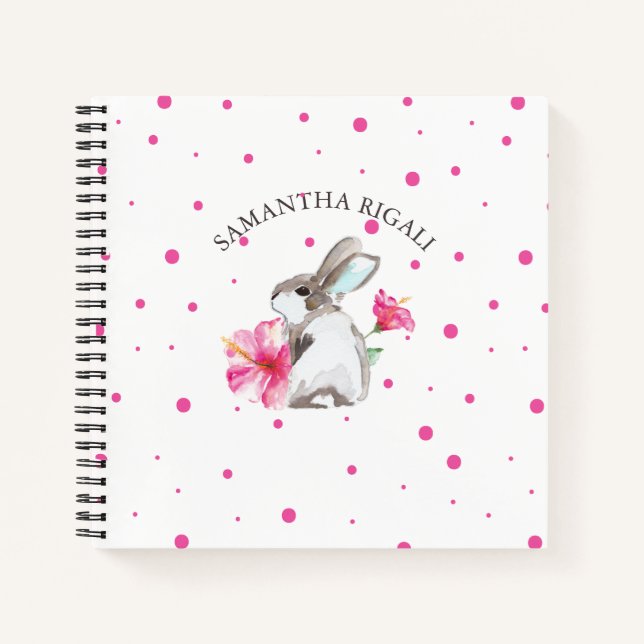 Personalized Watercolor Bunny Rabbit Journal (Front)