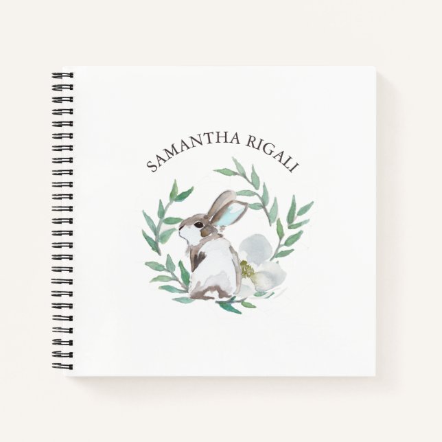 Personalized Watercolor Bunny Rabbit Journal (Front)