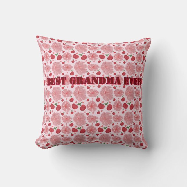 Personalized Watercolor Cherry Floral Pattern,  Cushion (Front)