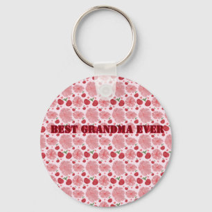 Personalized Watercolor Cherry Floral Pattern,  Key Ring