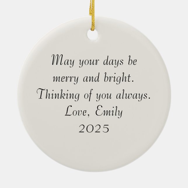 Personalized Watercolor Christmas Ceramic Tree Decoration (Back)