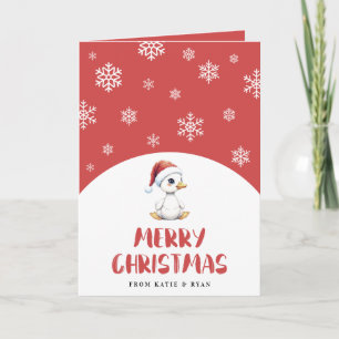 Personalized Watercolor Christmas Goose Duck  Card