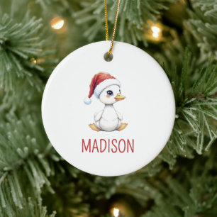 Personalized Watercolor Christmas Goose Duck Ceramic Tree Decoration