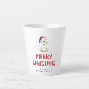 Personalized Watercolor Christmas Goose Duck  Latte Mug
