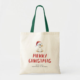 Personalized Watercolor Christmas Goose Duck  Tote Bag