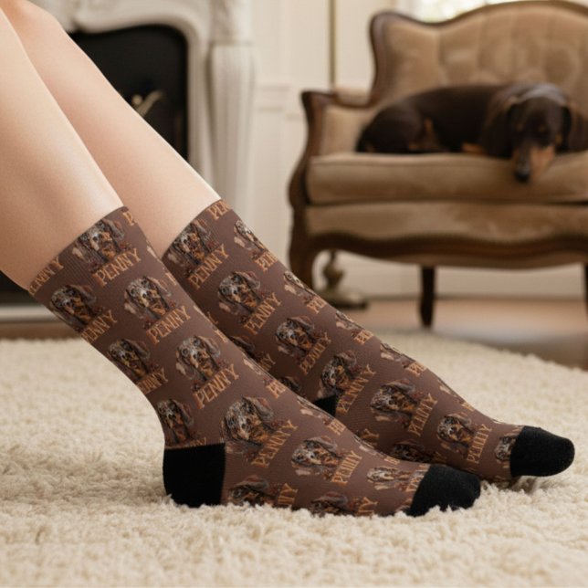 Personalized Watercolor Dachshund Socks (Creator Uploaded)