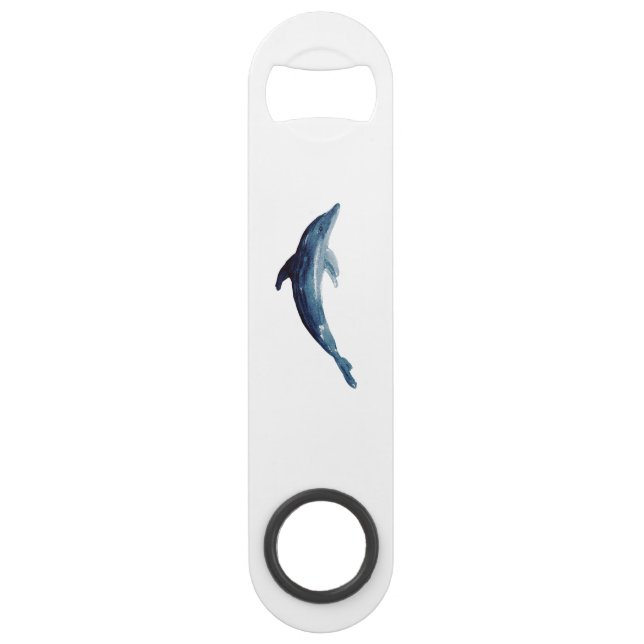 PERSONALIZED WATERCOLOR DOLPHIN BOTTLE OPENER (Front)