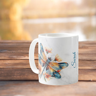 Personalized Watercolor Dragonfly Mug