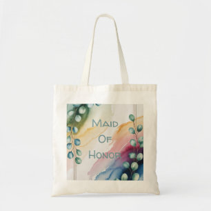 Personalized Watercolor Eucalyptus Maid of Honor Tote Bag