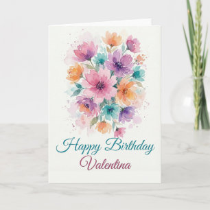 Personalized Watercolor Floral Birthday Card