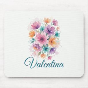 Personalized Watercolor Floral Name Mousepad